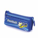 Пенал ЮНЛАНДИЯ для мальчиков, 3 отделения, мягкий, "Футбол", синий, 20х7х9 см, 228979