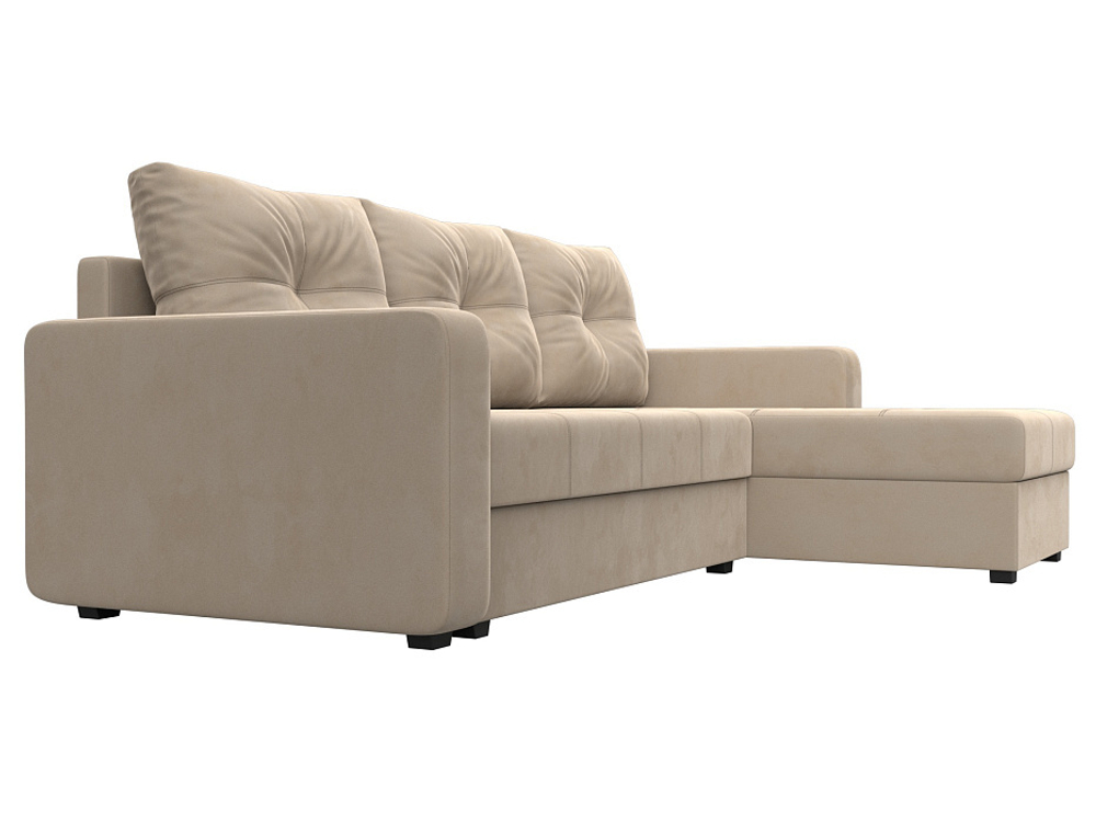 Диван угловой Ливерпуль Лайт правый угол, Бежевый, Велюр, 117718