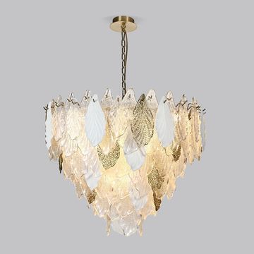 Подвесная люстра с фактурным стеклом 21*Е14 369 золото Leaf Bogate's