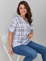 Блузка БЛ-122/голубой-корклетка