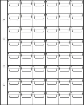 Лист для хранения монет на 48 ячеек (формат Optima) (200х250 мм)