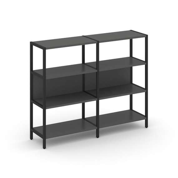 Shelf System Двухсекционный стеллаж трехярусный SN.STM-321 Антрацит/Металл Черный 1590*400*1246