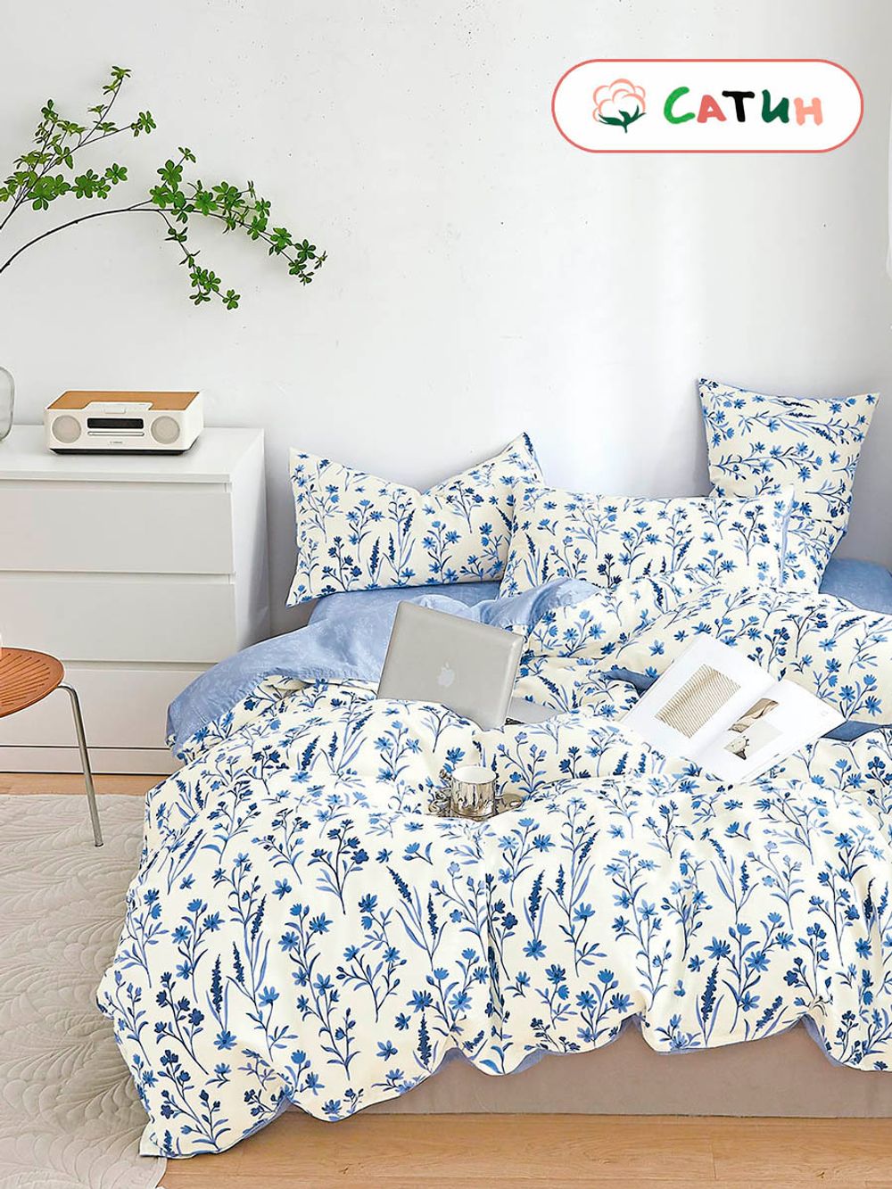 Простынь на резинке сатин Milky Garden "Sollia" 160x200 см