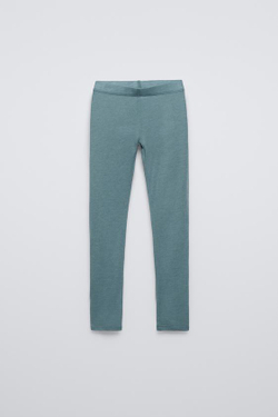ZARA ЛЕГИНСЫ ИЗ СМЕСОВОЙ ШЕРСТИ, ВОДЯНИСТО-ГОЛУБОЙ