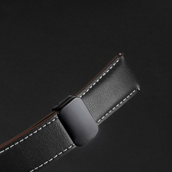 Ремешок из натуральной кожи черного цвета от Dux Ducis для часов Samsung Galaxy Watch 3, 4, 5, 6 и 7 (размер крепления 20мм), серия YA Series