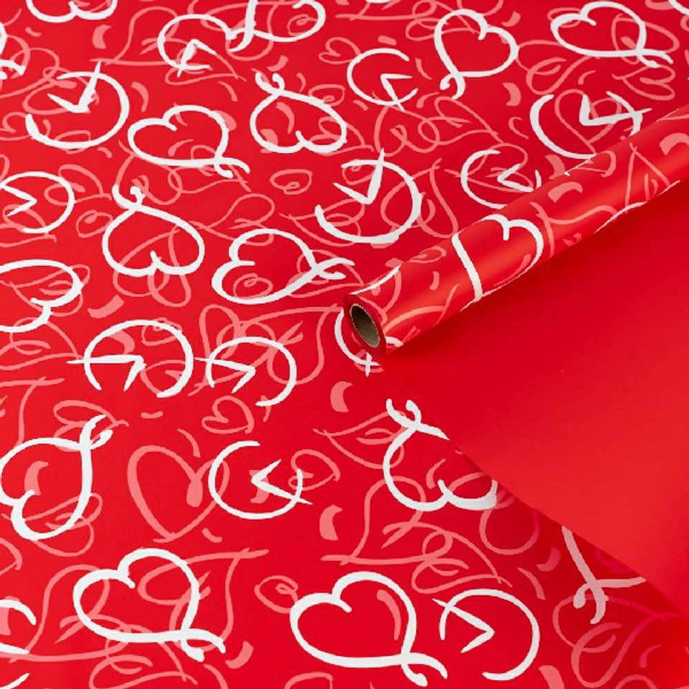 Пленка матовая "Сплетение сердец" Красная 57см*10м