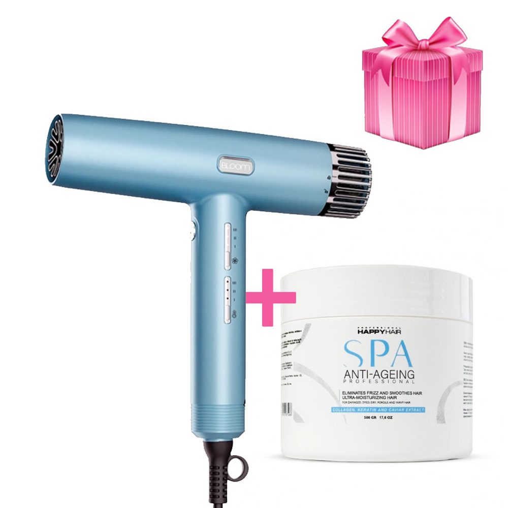 Фен Bloom 2000 W + подарок Ботокс Happy Hair SPA Anti-Ageing 500 гр