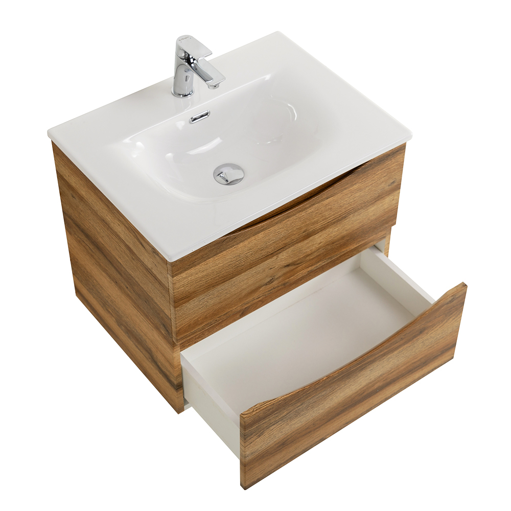 Тумба с раковиной подвесная BelBagno MARINO-CER-N-600-2C-SO-RR-P Rovere Rustico, раковина белая BB-8099-60