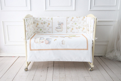 Комплект в детскую кроватку Lappetti Шарики для прямоугольной кроватки 6 предметов Молочный