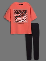 Летний костюм для девочки с лосинами