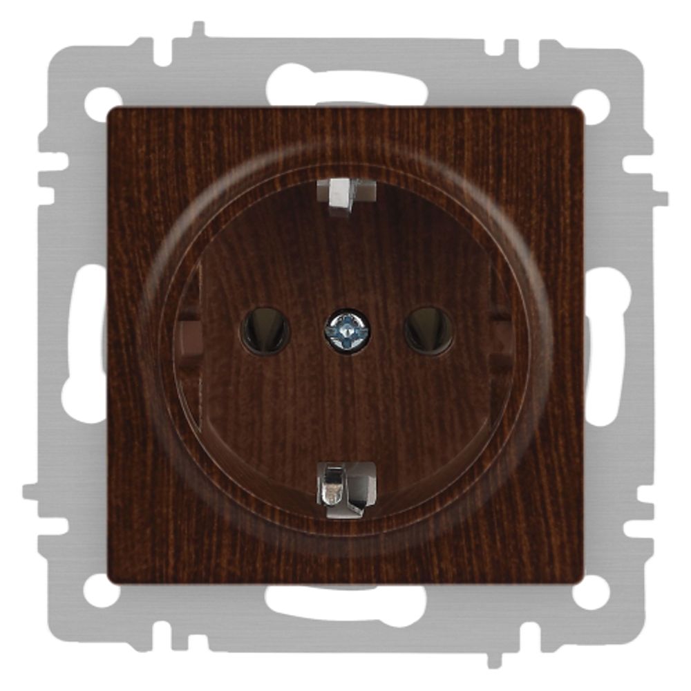 Розетка Intro Accent 6-202-10 2P+E Schuko 16А-250В IP20 СУ AL/CU венге