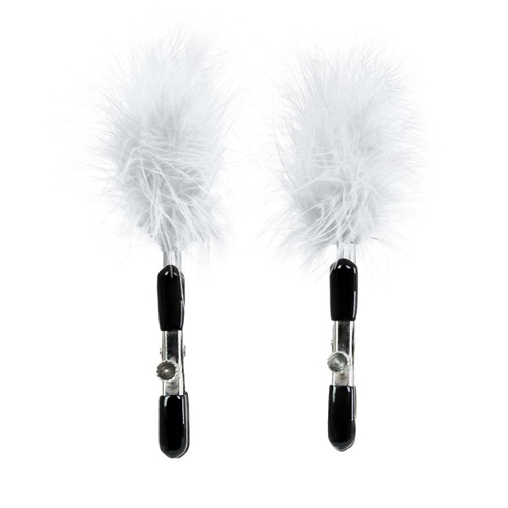 Зажимы для сосков с белым пухом ToyFa Theatre 705008