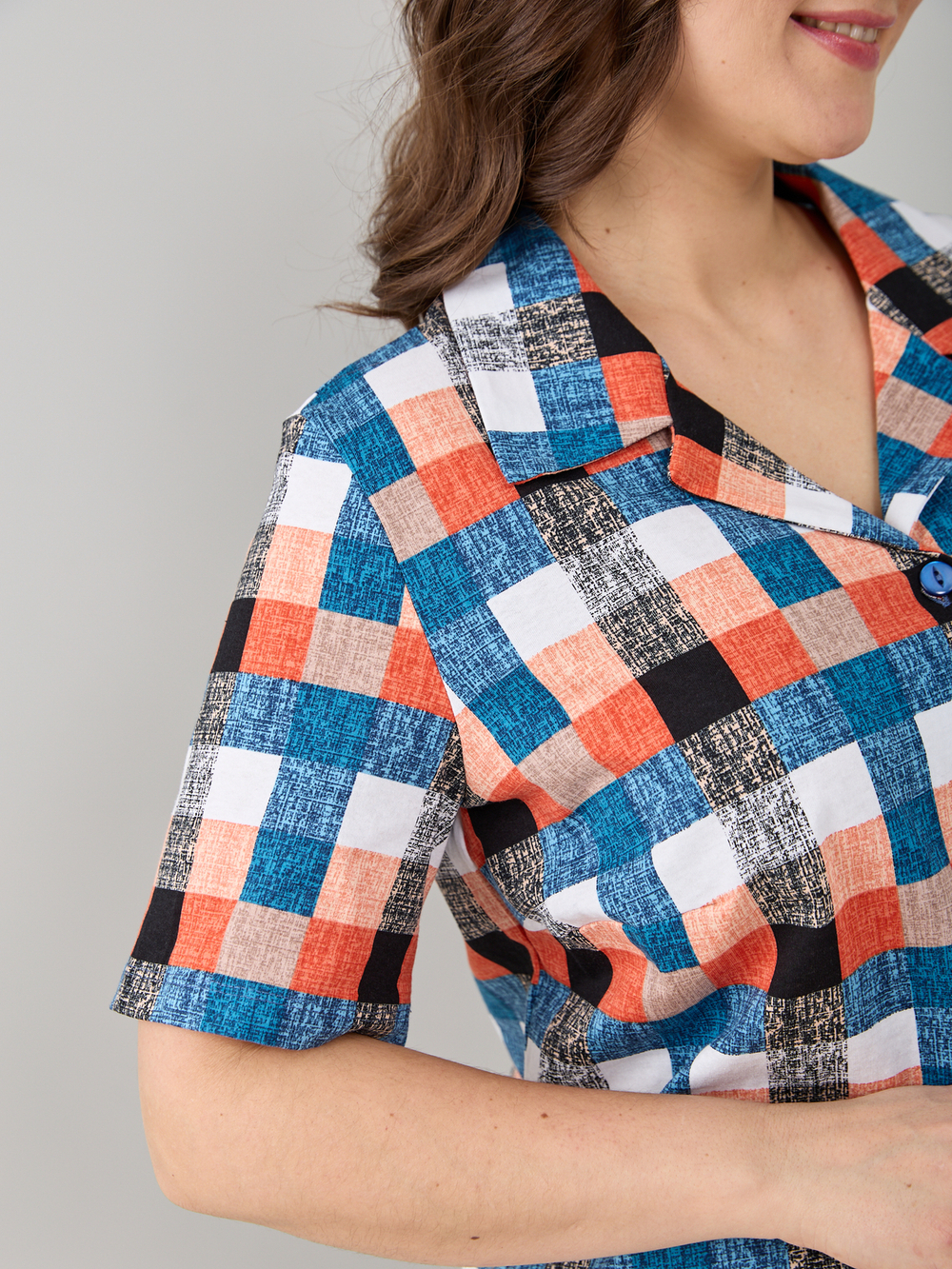 Пижама с шортами КНк-115/индиго-красныйквадрат