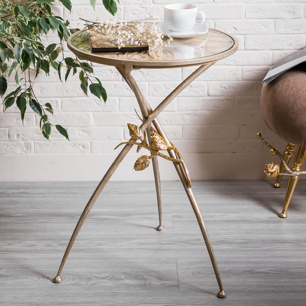 Столик декоративный Зарнички Санфлауэр Айвори Мраморное золото