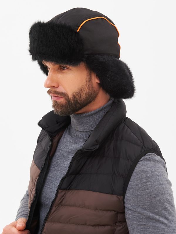 Шапка ушанка зимняя Siberia ткань Breathable цвет Хаки/Черный иск. мех Норка