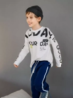 Белый лонгслив оверсайз для мальчика