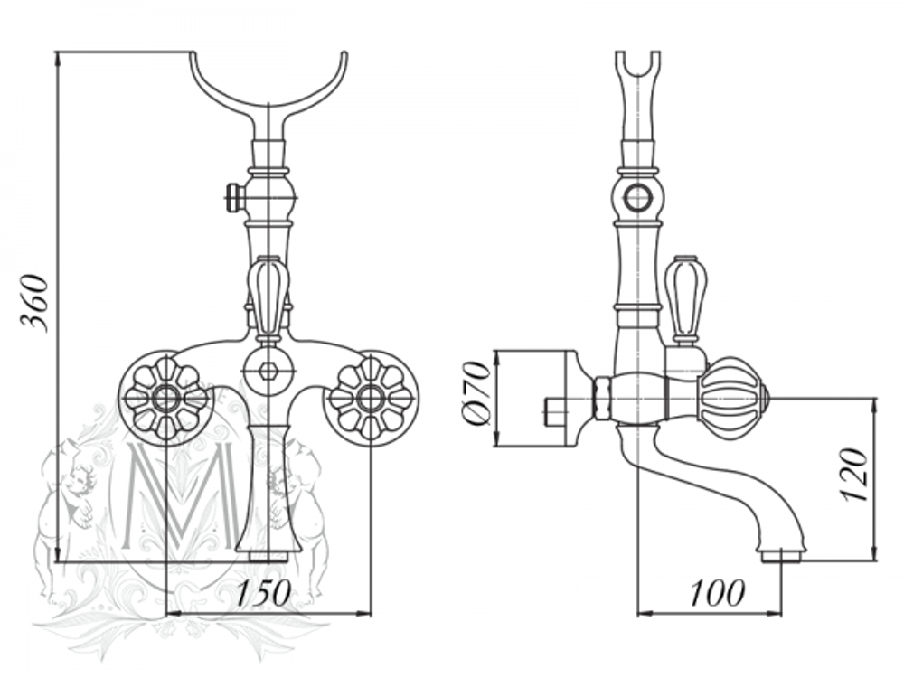 Смеситель для ванны Migliore Olivia 19004 схема