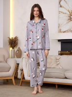 [m]Пижама жен. б/в штаны+рубашка д/р В2627