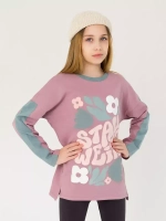 Лонгслив для девочки оверсайз с принтом