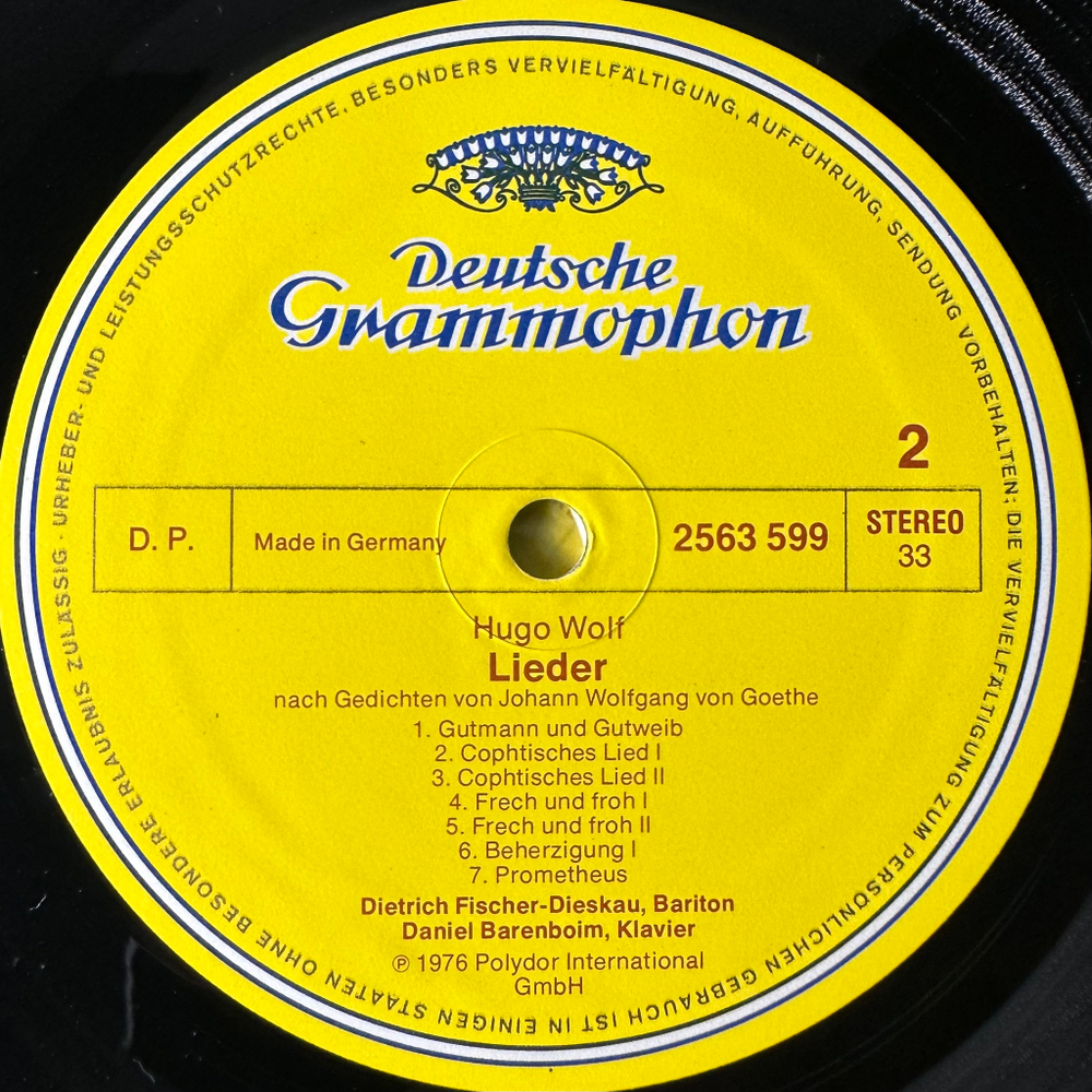 Хьюго Волф - Песни на стихи Гете, Гейне, Ленау Vol.2 3LP (Германия 1977г.)