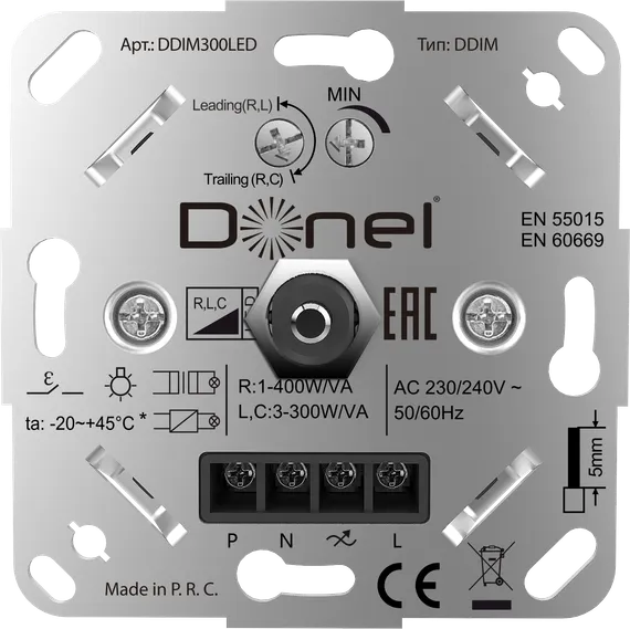 Donel Светорегулятор поворотный, LED,300 Вт., с доп. входом, серия DDIM