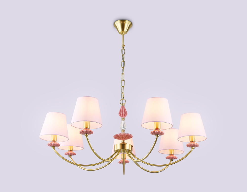 Светильник подвесной LH75025/7 GD/PI золото/розовый E14/7 max 40W D890*800