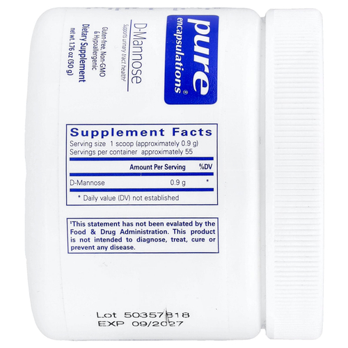 Pure Encapsulations, D-манноза в порошке, 50 г (1,76 унции)