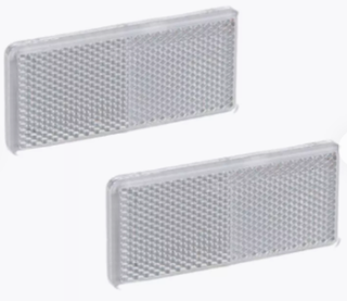 Катафот светоотражающий Прямоугольный - Белый на липучке пластик 95*45мм 340504