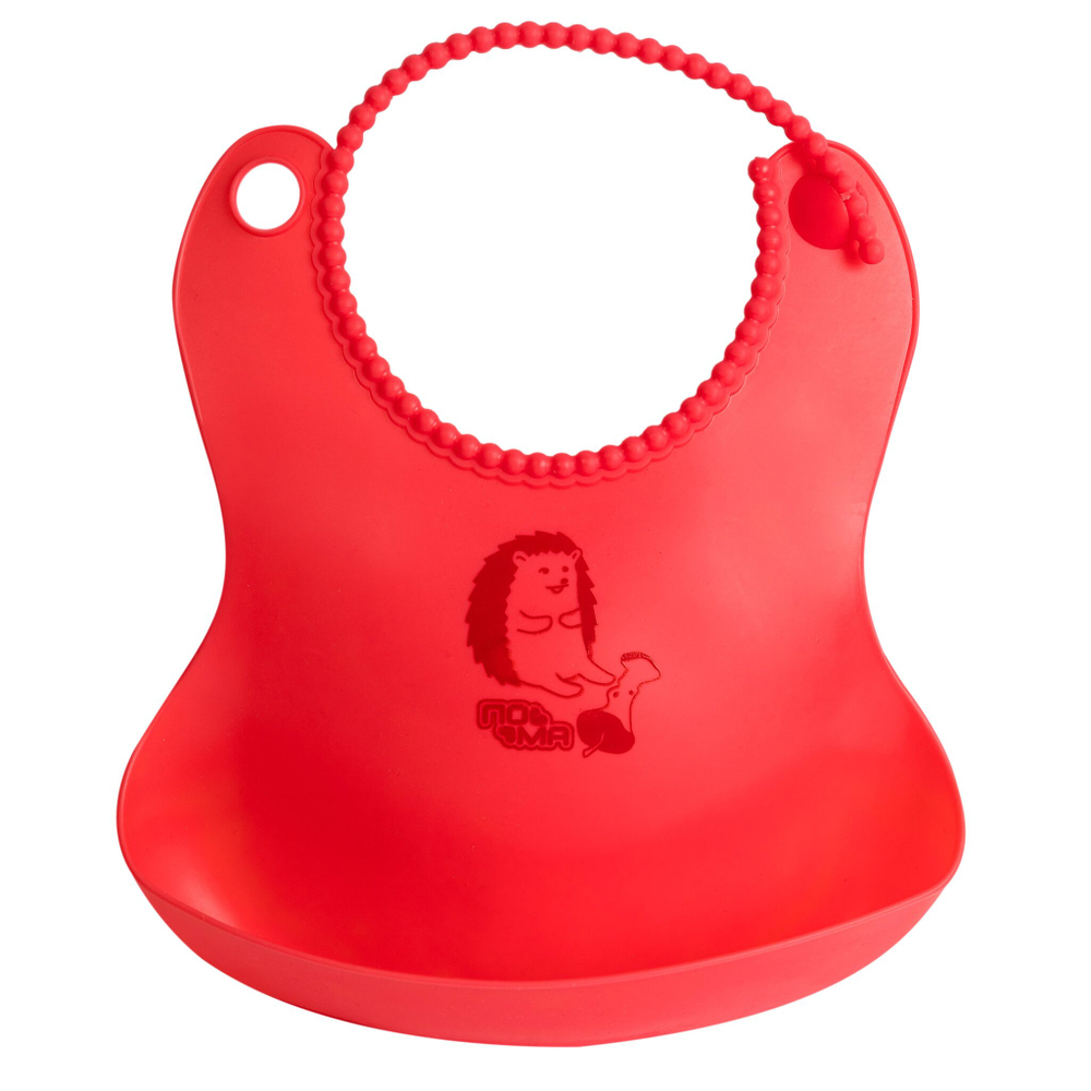 Слюнявчик гибкий с карманом 1 шт. ПОМА с 6 месяцев, красный