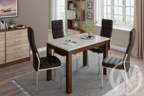 Стол обеденный Бостон-1 (орех шоколадный/белый гранит)