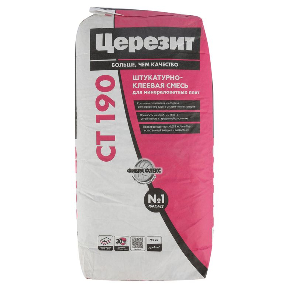 Штукатурно-клеевая смесь для минваты Церезит CT 190 25 кг