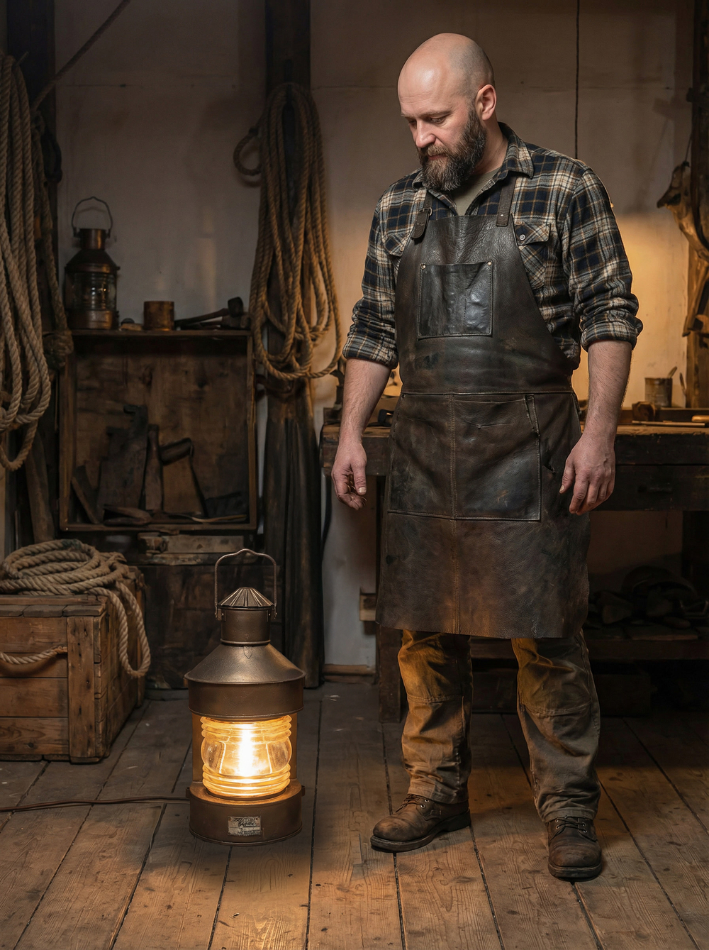 Большой напольный светильник из корабельного топового фонаря «Топовый ТС», Ленинград, 1970 год