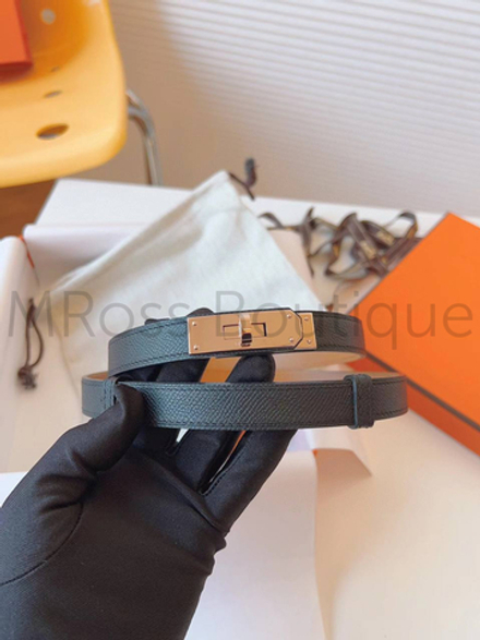 Женский ремень Hermes Kelly темно-синего цвета