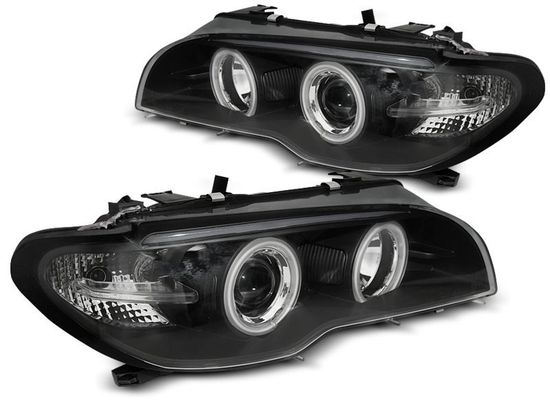 Передние фары Angel Eyes для BMW 3 E46 Coupe / Cabrio (03-06) CCFL Black