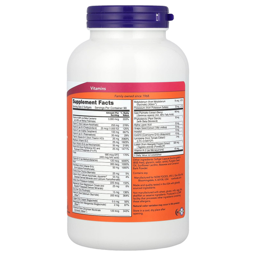 NOW Foods, ADAM™, превосходные мультивитамины для мужчин, 180 капсул