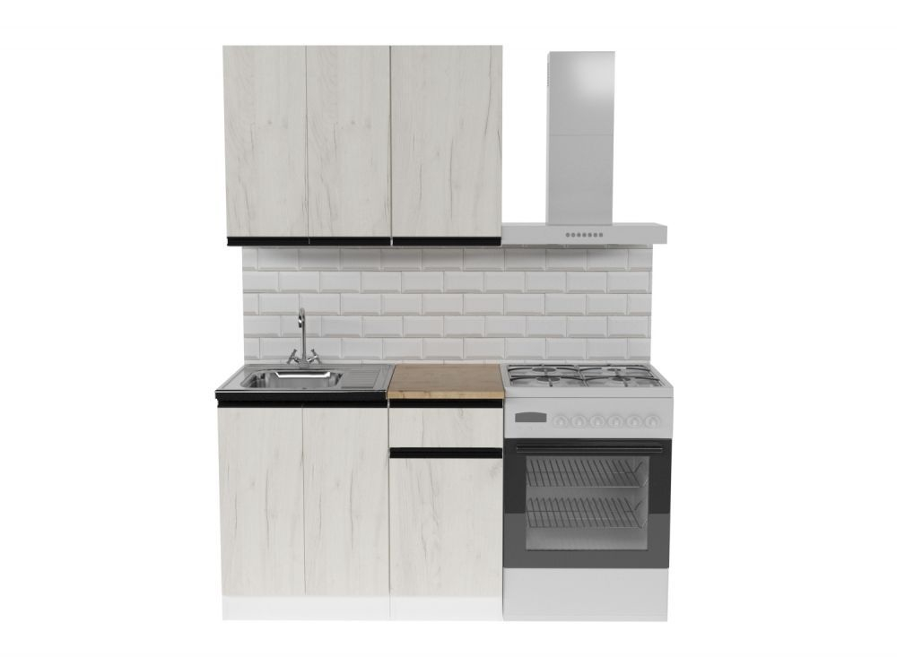Кухонный гарнитур Амели мини 1000 мм, каркас ЛДСП, фасад ЛДСП, Белый/Дуб грей