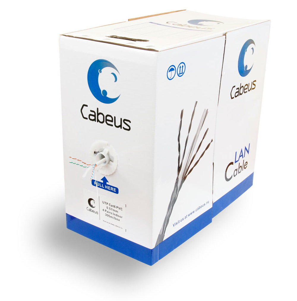 Кабель витая пара U/UTP 6 кат. 4 пары Cabeus UTP-4P-Cat.6-SOLID-GY