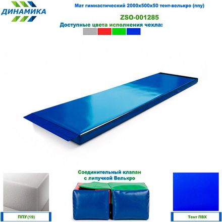Мат гимнастический 2000х500х50 тент-велькро (ппу)