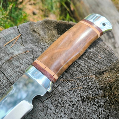 Кованый нож НС-01А серрейтор, алюминиевые вставки (Златоуст)