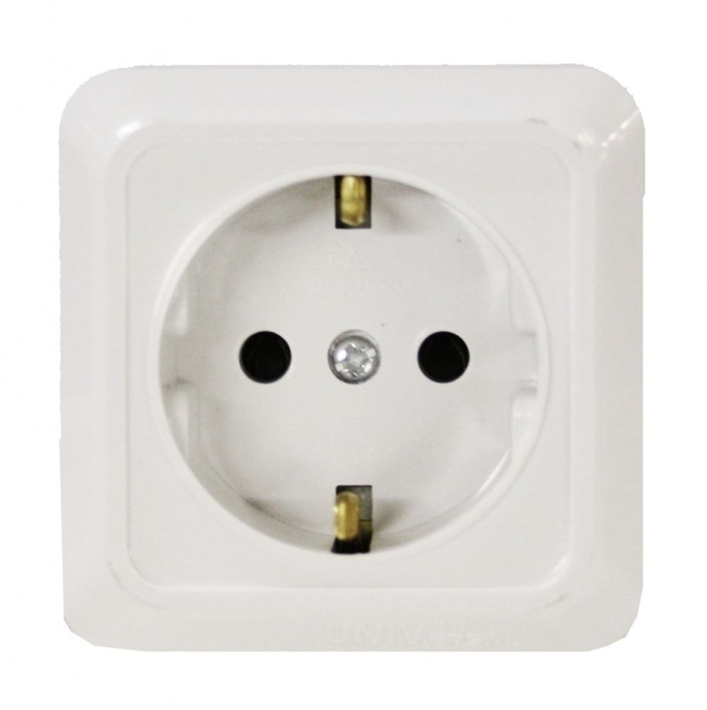 Розетка UNIVersal Олимп 1 м. о/п с/з бел.16А 250В