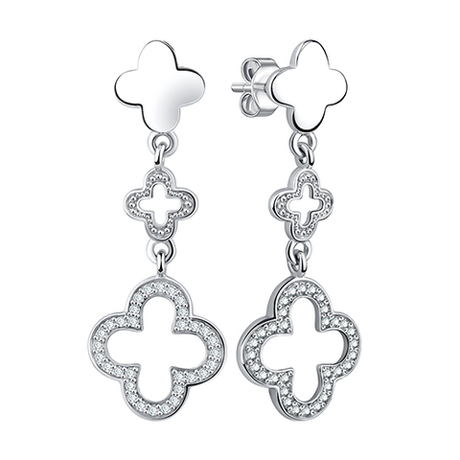 Клевер из серебра с фианитами