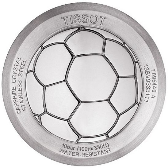 Tissot T095.449.17.037.00 Мужские швейцарские часы посвящены футболу, с хронографом на ремешке T-Sport Quickster задняя крышка