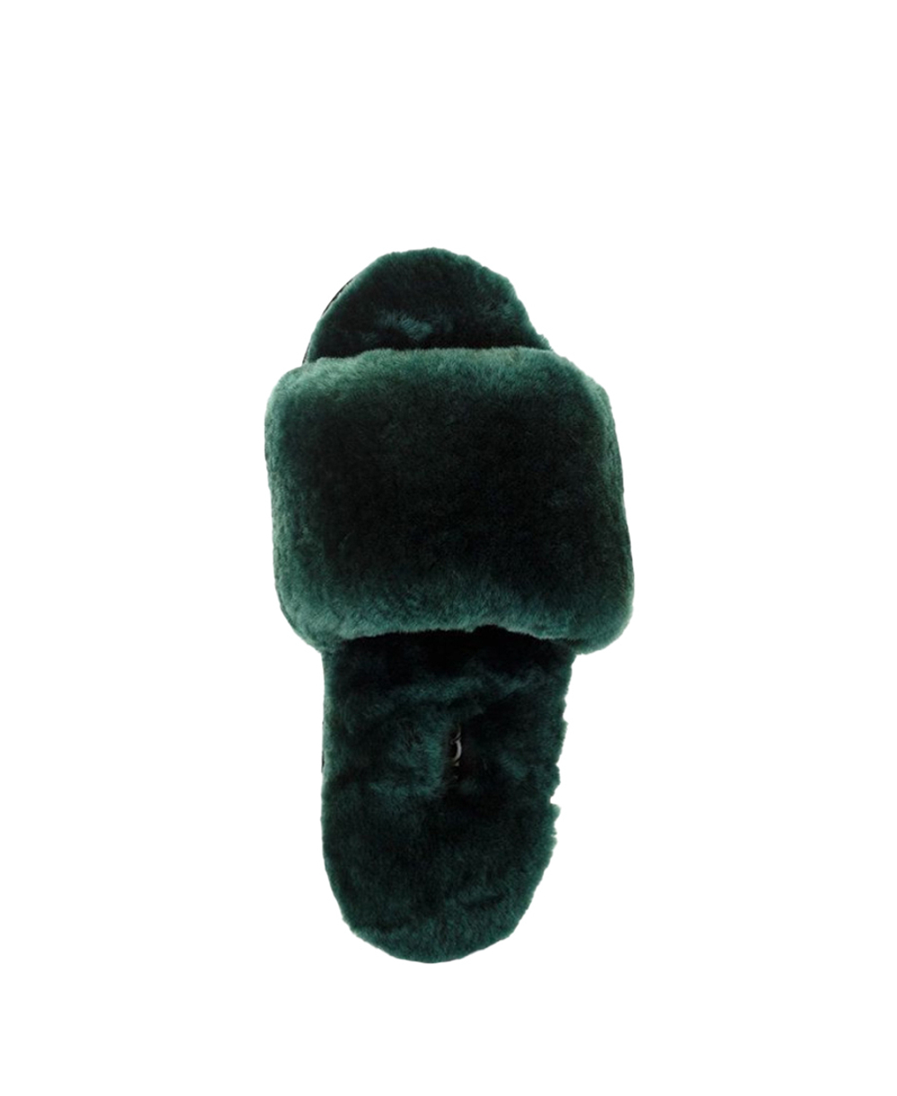FLUFF SLIDE SLIPPER-dark green