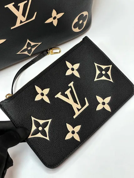 Сумка Louis Vuitton Neverfull MM черный/бежевый