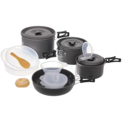 Набор посуды походной (2котелка,ковш,сковорода,3тарелки,лопатка,5чашек,поварёшка,губка) COMPSOR-500