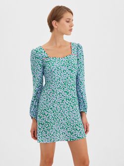 Платье мини с фигурным лифом "Фиалки"