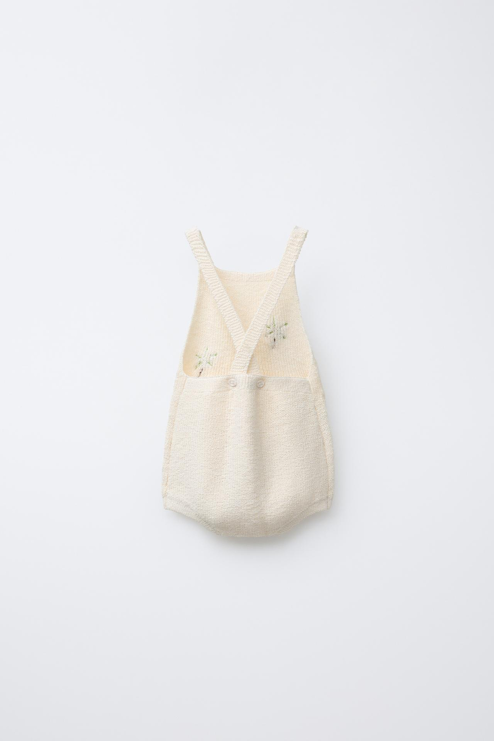 ZARA ТРИКОТАЖНЫЙ КОМБИНЕЗОН С ВЫШИВКОЙ «ПАЛЬМЫ», ЭКРЮ