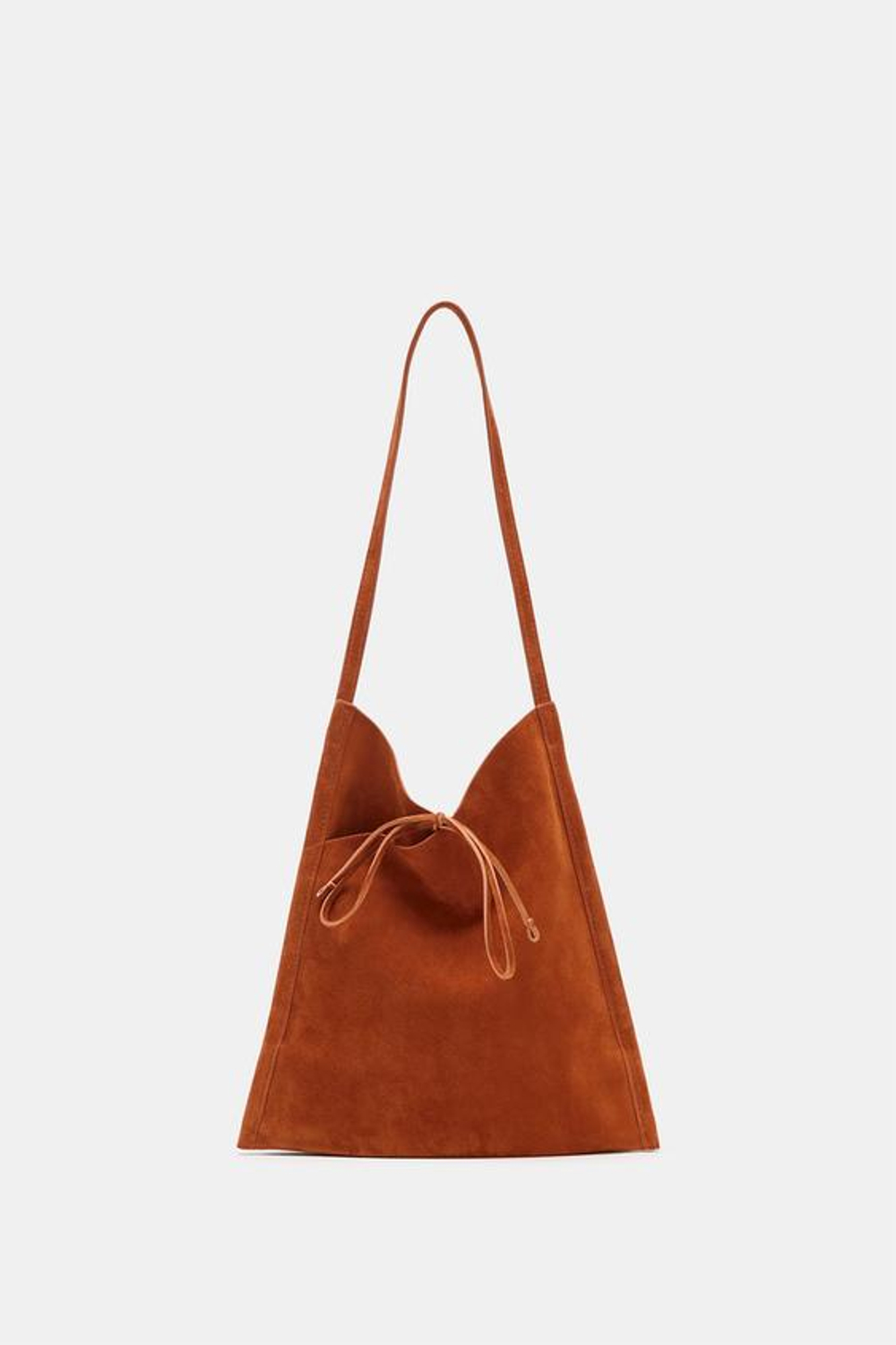 ZARA МИНИ-ПЛОСКАЯ КОЖАНАЯ СУМКА С БАНТОМ, ОРАНЖЕВЫЙ