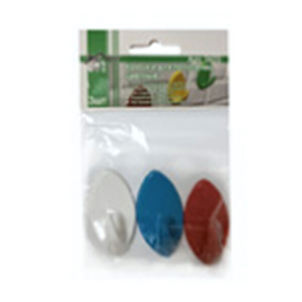 Набор крючков цветных, 3 шт. до 1 кг с клейкой основой