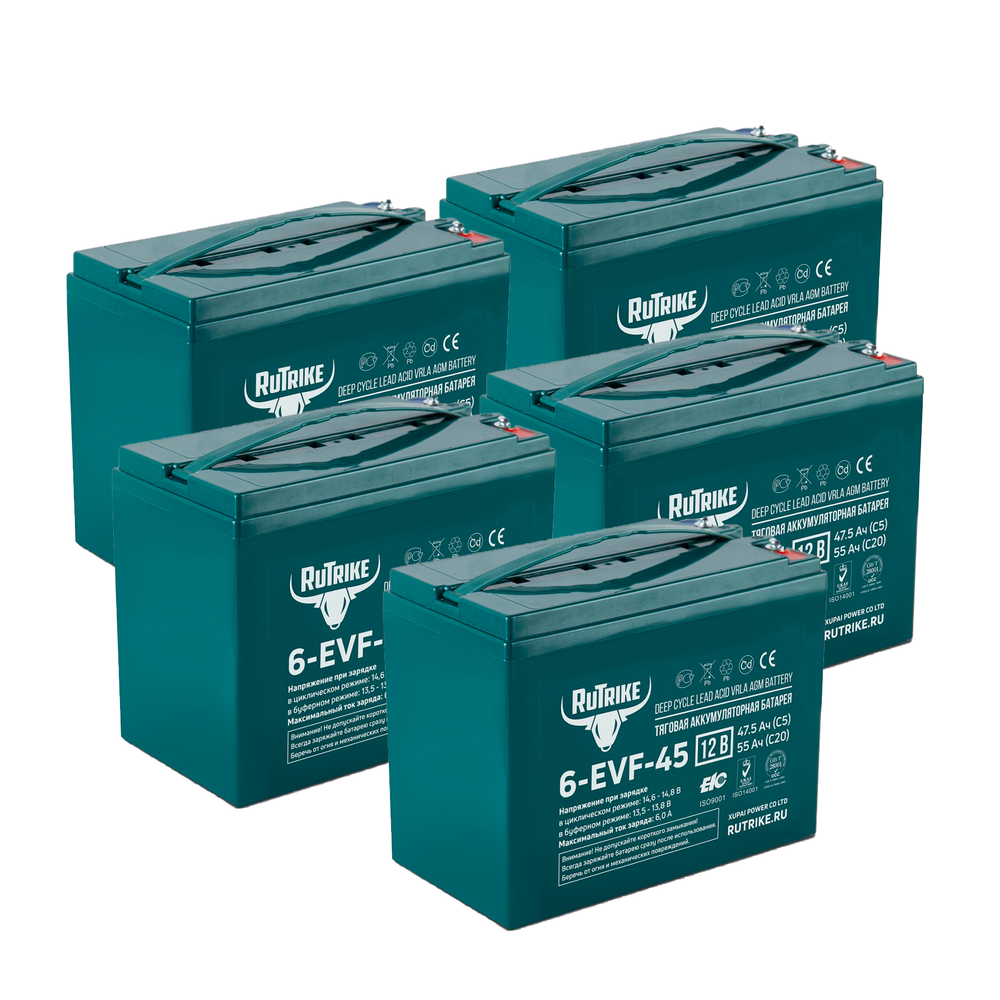 Комплект аккумуляторов RuTrike 6-EVF-45 60V47.5AH (AGM)